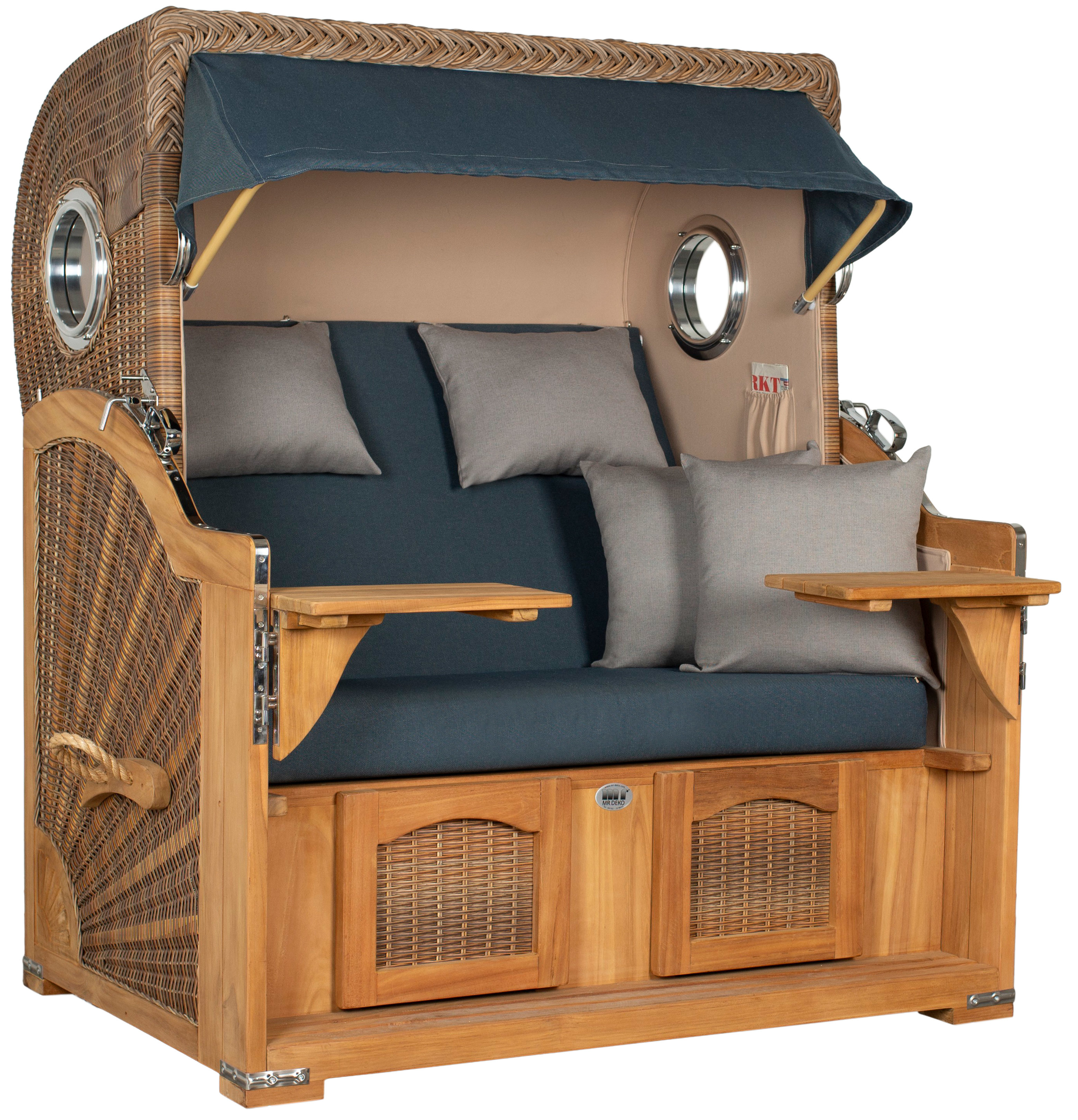 Strandkorb  2,5-Sitzer | Teakholz – Düne Grande Bullauge