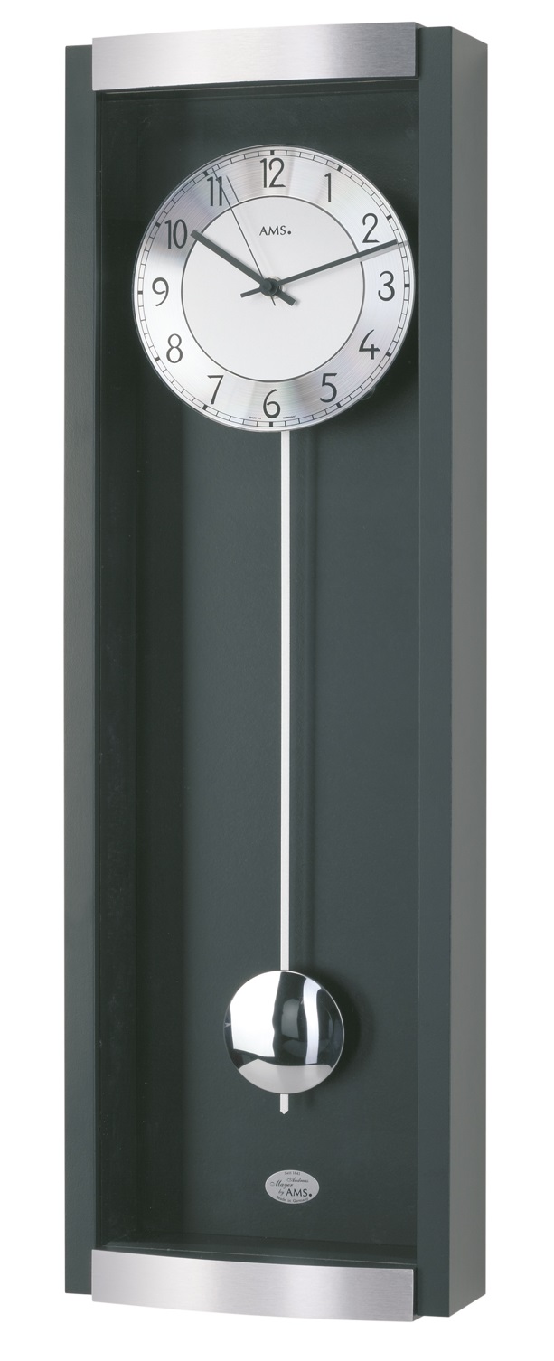 Funk-Pendelwanduhr | Schwarz Silber