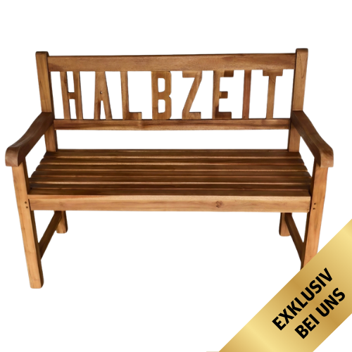 WM Gartenbank aus Teakholz – HALBZEIT | Exklusive Sonderedition (limitiert)