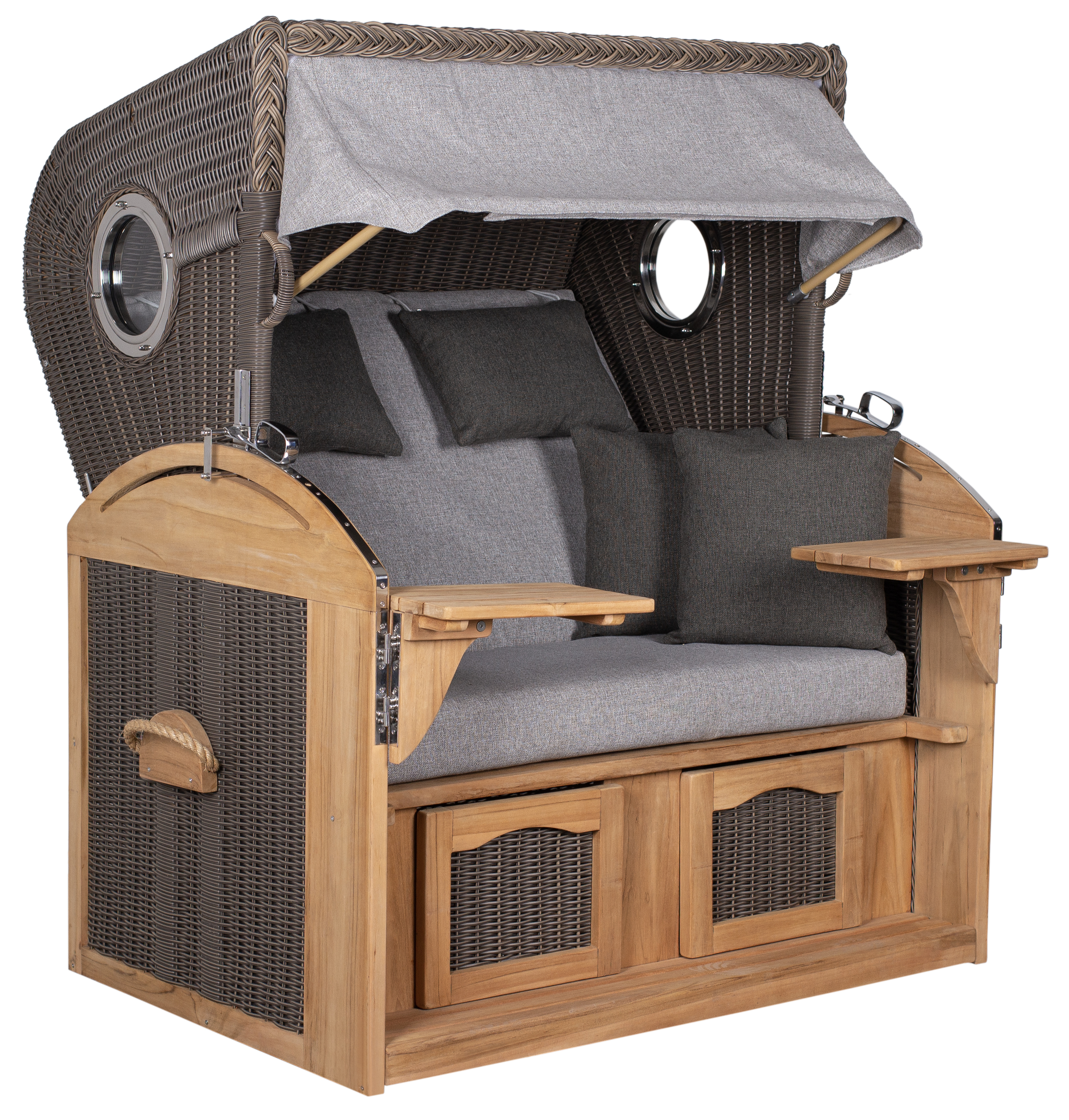 Strandkorb Teakholz 2,5-Sitzer Komplettset – Nordsee in vers. Farben