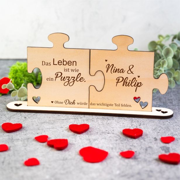 Holz Puzzleteile "Das Leben ist wie ein Puzzle" - personalisiert