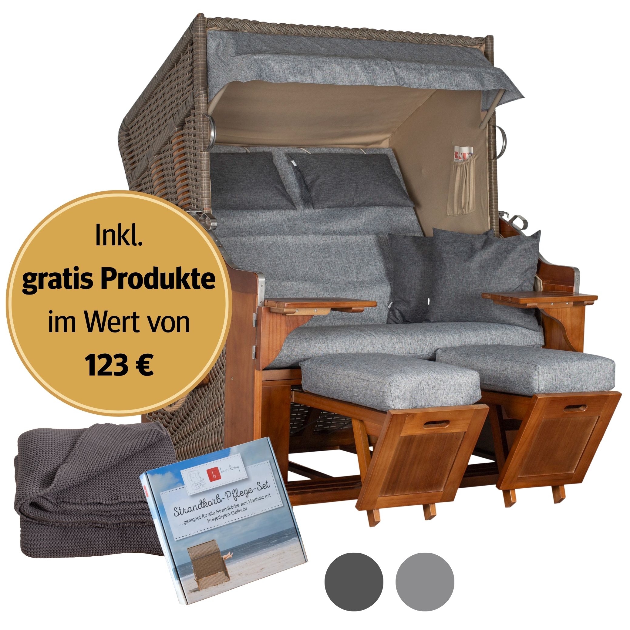 Strandkorb 2-Sitzer | Pinienholz – Büsum