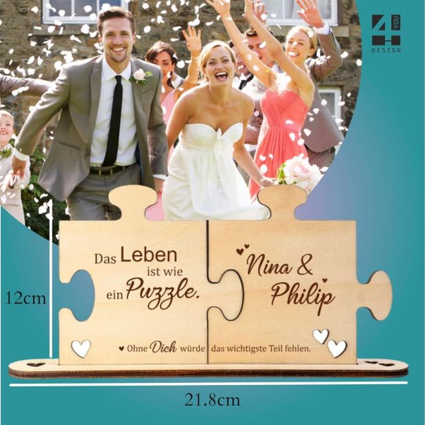 Holz Puzzleteile "Das Leben ist wie ein Puzzle" - personalisiert