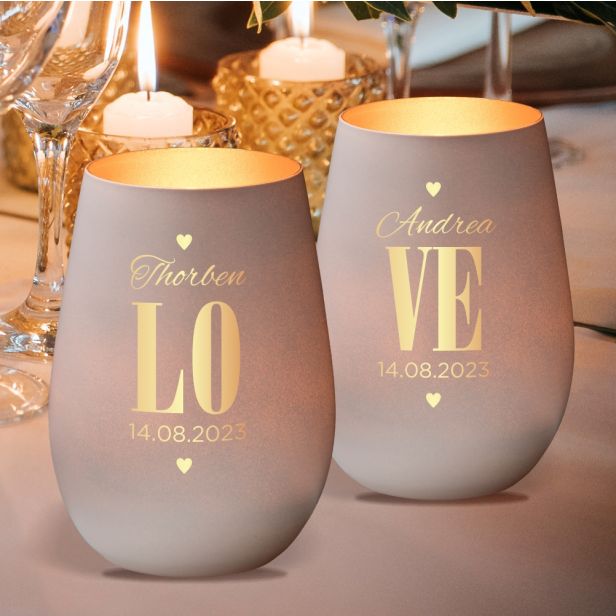 Windlicht-Set Hochzeit Love - personalisiert