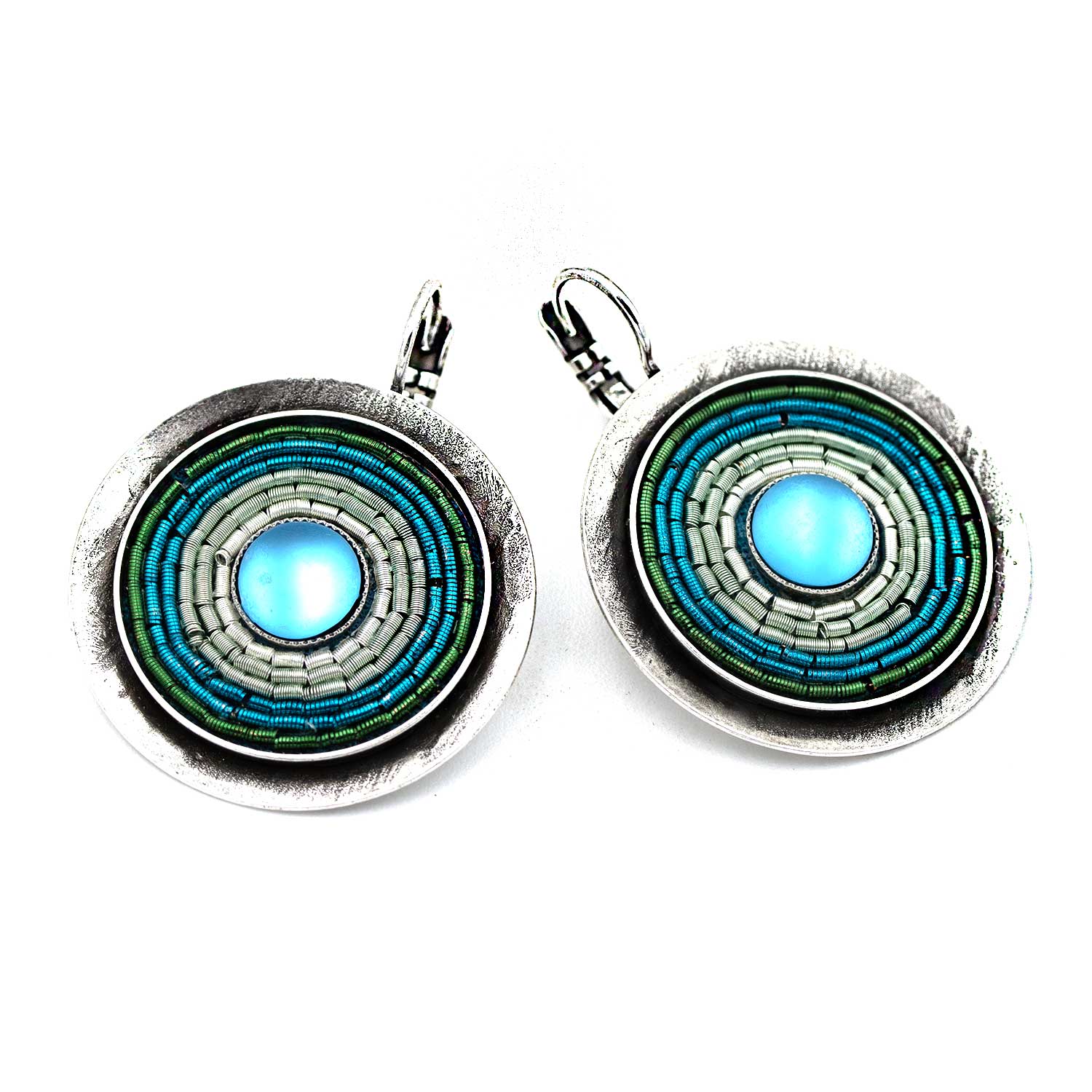 Schmuckset (Kette & Ohringe) "India Antik Iris" - blau