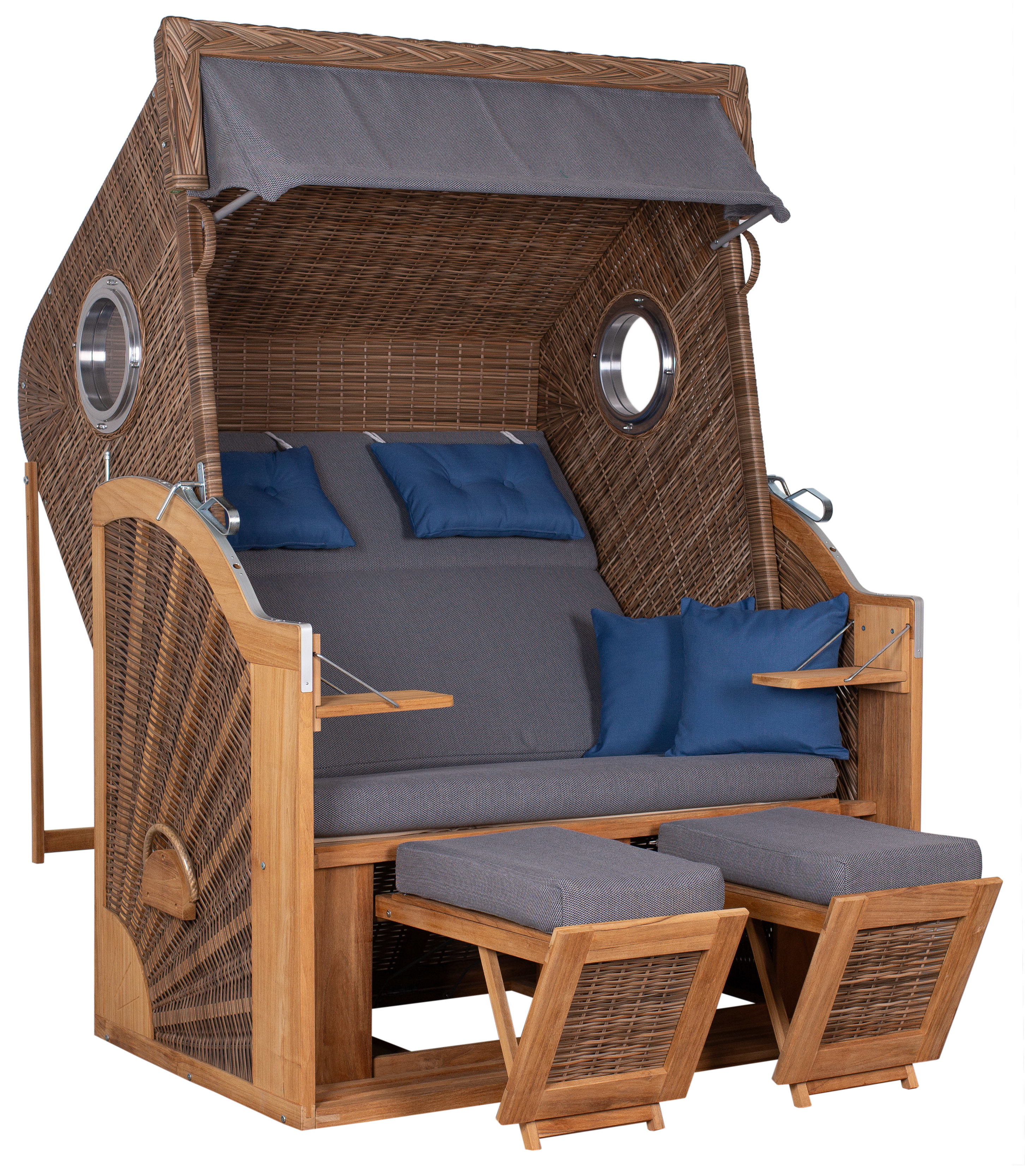 Strandkorb aus Teakholz 2,5 Sitzer – deVries PURE® – Cliff XL SUN grau