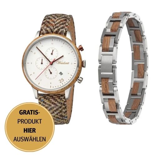 Schmuckset | Edelstahl & Holz – Chronograph Barista Bianco Weinfass