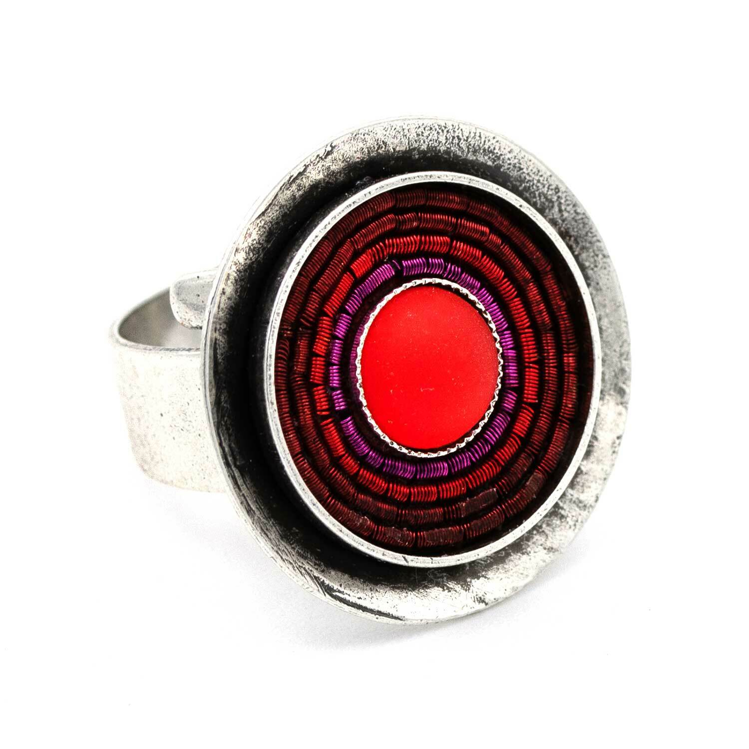 Schmuckset (Kette & Ring) "India Antik" - rot