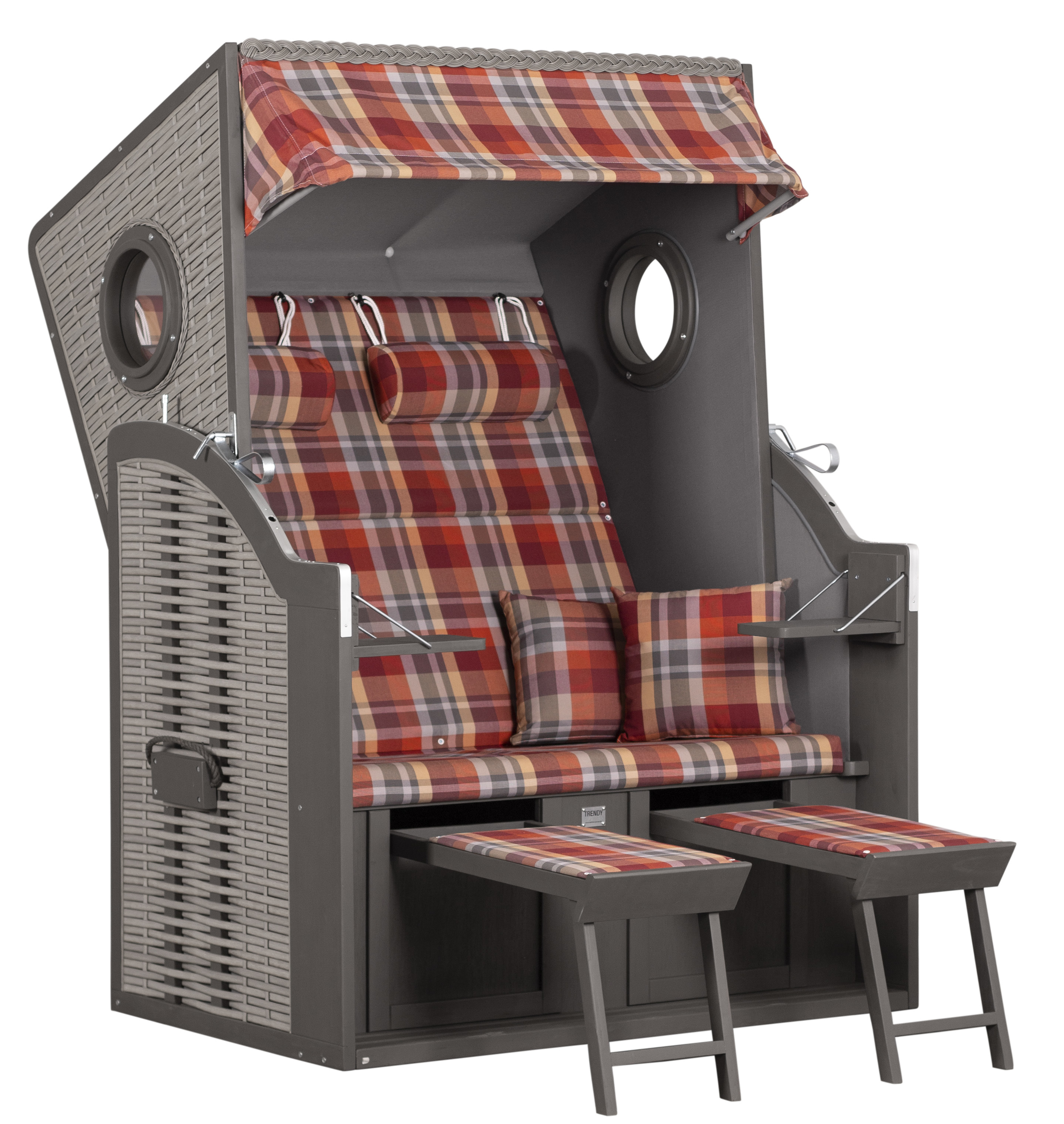 Strandkorb aus Holz 2 Sitzer – Twin View PE rot