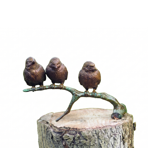 Gartenskulptur | Bronze | Vögel auf Ast