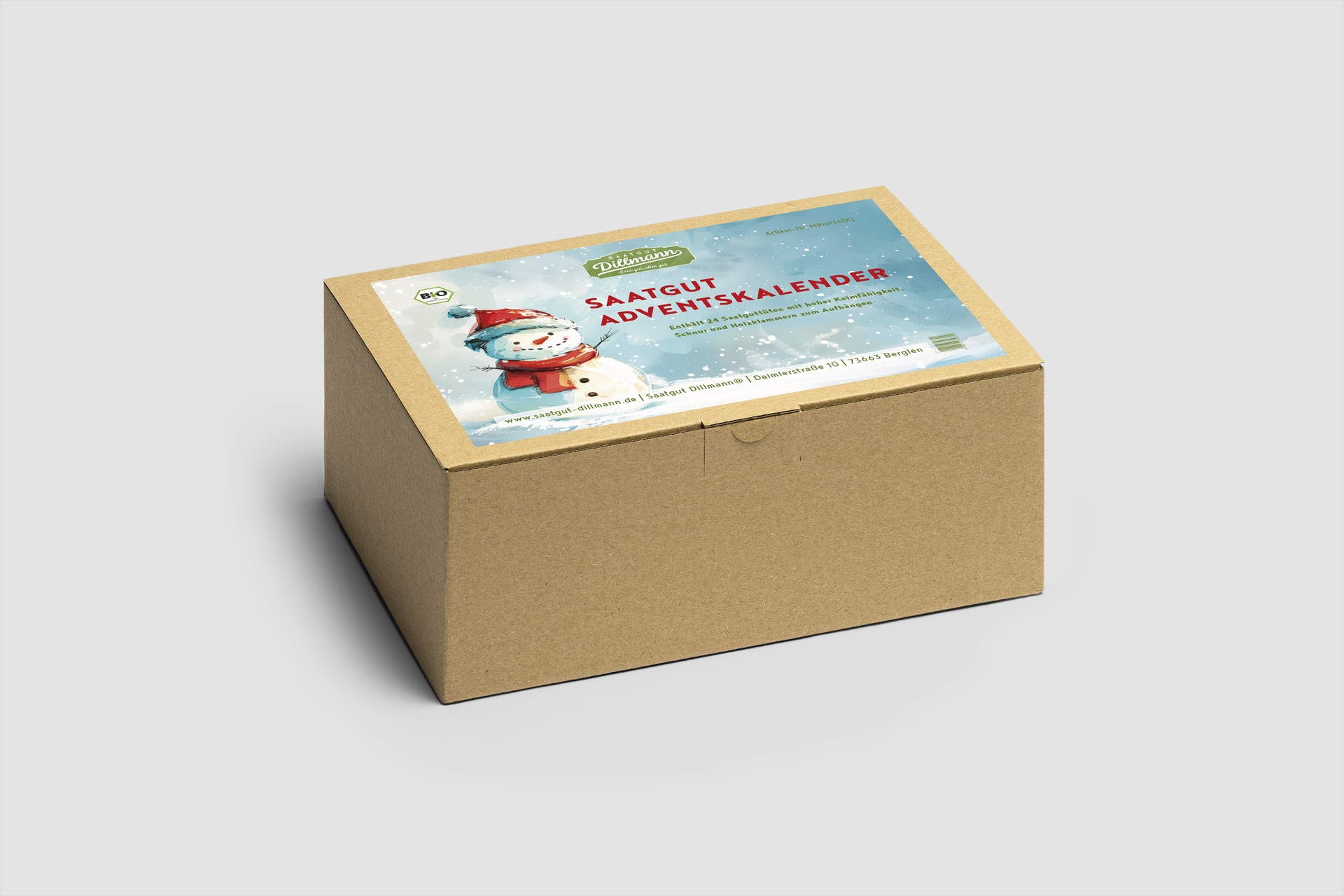 Saatgut Adventskalender Karton Schneemann