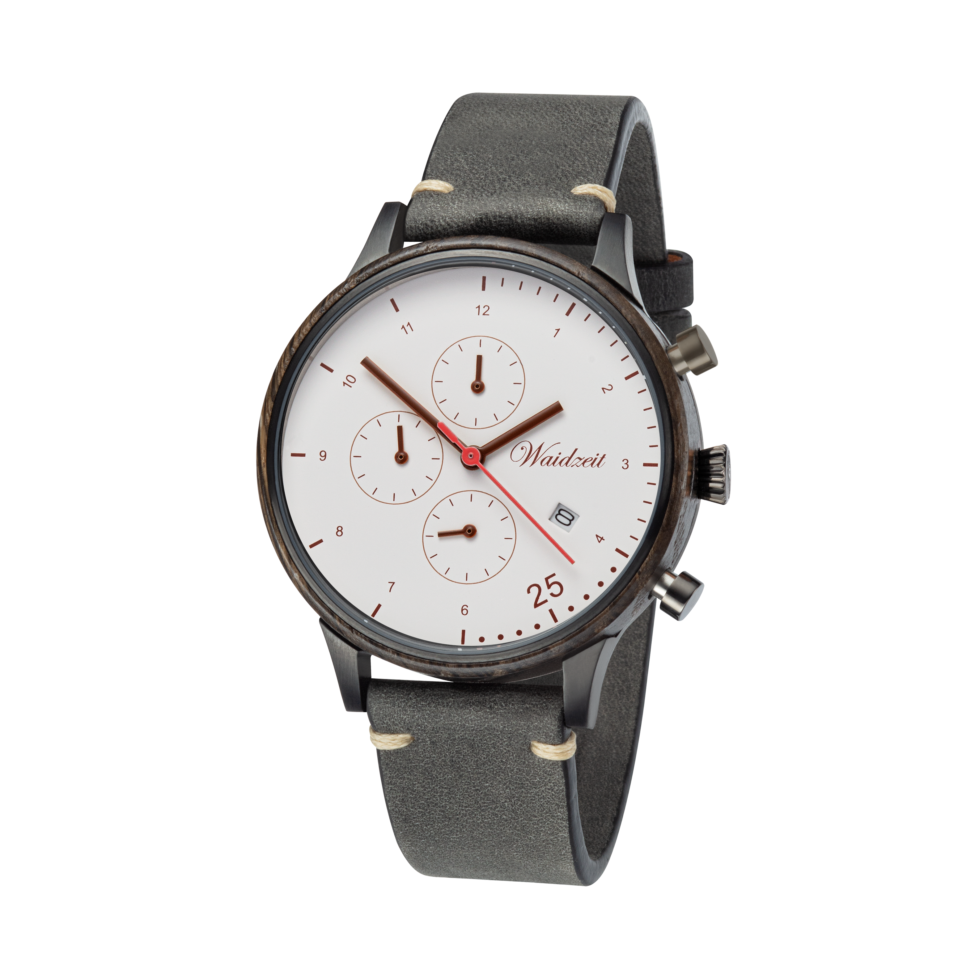 Herrenuhr Chronograph mit Lederarmband – Barista Bianco