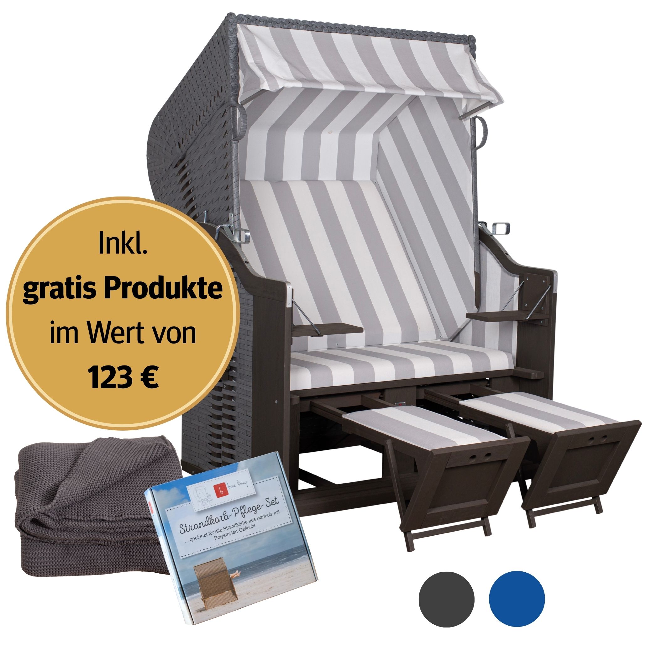 Strandkorb 2-Sitzer | Mahagoni  – Ostsee Profi